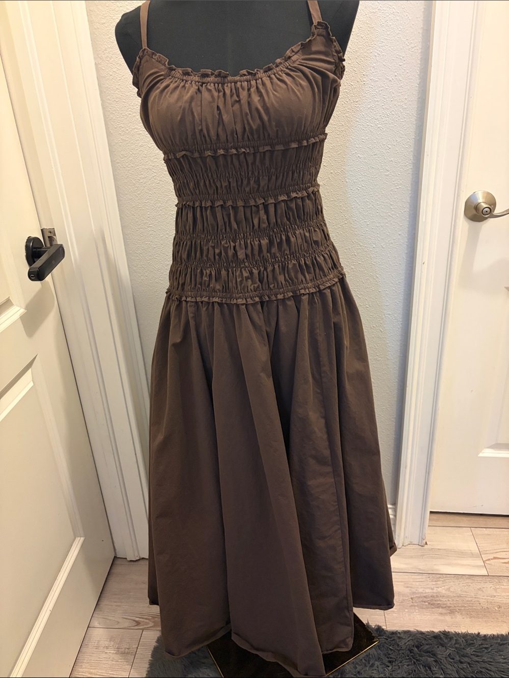 Dissh Chocolate Smocked Maxi Dress - Women Size US 2 / AU 6